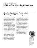 Special regulation: fabrication, producing and processing