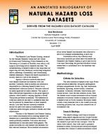 An annotated bibliography of natural hazard loss datasets : derived from the hazards loss dataset catalog