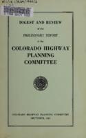 Digest and review of the preliminary report of the Colorado Highway Planning Committee