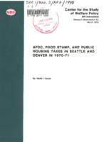 AFDC food stamp, and public housing taxes in Seattle and Denver in 1970-71