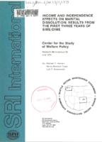 Income and independence effects on marital dissolution : results from the first three years of SIME/DIME