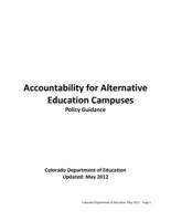 Accountability for alternative education campuses : policy guidance