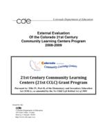 External evaluation of the Colorado 21st Century Community Learning Centers Program 2008-2009