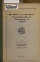 The effect of tax limitation upon state and local governments in Colorado