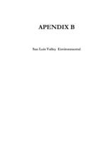 San Luis Valley transportation planning region, 2035 regional transportation plan. Appendix B: San Luis Valley Environmental