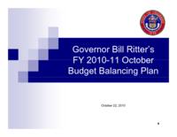 Governor Bill Ritter's FY 2010-11 budget balancing package. Plan