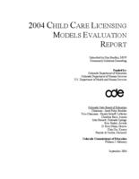 2004 child care licensing models evaluation report