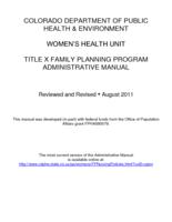 Title X Family Planning Program administrative manual