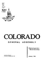 Colorado General Assembly, Highway Legislation Review Committee recommendations for 1990 : report to the Colorado General Assembly