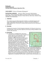 State of Colorado emergency operations plan. Earthquake Incident