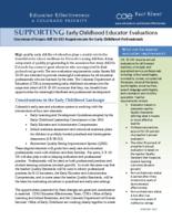 Supporting early childhood educator evaluations : overview of Senate bill 10-191 requirements for early childhood professionals