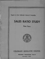 Sales ratio report for 1957-1958. Part 2 : Legislative Council report to the Colorado General Assembly