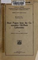 Short papers from the Cooperative Oil-Shale Laboratory