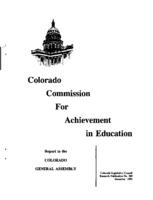 Report of the Colorado Commission for Achievement in Education