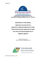 Early Intervention Colorado state plan, under part C of the Individuals with disabilities education act, 2015. Appendix A, Memorandum of Understanding