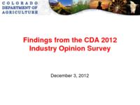 Findings from the CDA 2012 industry opinion survey