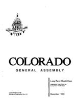 Recommendations for 1990, Legislative Task Force for Long-Term Health Care : report to the Colorado General Assembly