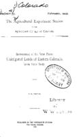 Unirrigated lands of eastern Colorado : seven years' study