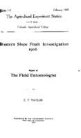 Western slope fruit investigation, 1906. Report of the field entomologist