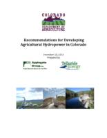 Recommendations for developing agricultural hydropower in Colorado