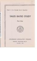 Sales ratio report for 1957-1958. Part 1 : Legislative Council report to the Colorado General Assembly