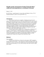 Genetic purity assessment of select Colorado River cutthroat trout populations in northwest Colorado