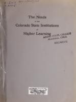 The needs of the Colorado state institutions of higher learning