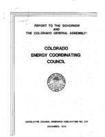 Colorado Energy Coordinating Council : report to the governor and the Colorado General Assembly