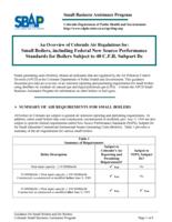 An overview of Colorado air regulations for small boilers including federal new source performance standards for boilers subject to 40 C.F.R. subpart Dc