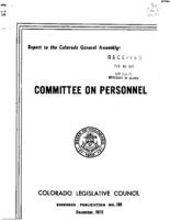 Committee on personnel : report to the Colorado General Assembly