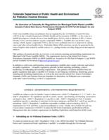 An overview of Colorado air regulations for municipal solid waste landfills : includes federal new source performance standards 40 CFR Part 60 subpart Cc and subpart WWW