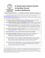 Air quality impact analysis checklist for new minor sources and minor modifications