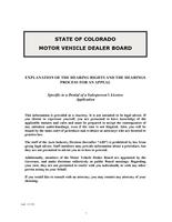 Explanation of the hearing rights and the hearings process for an appeal : specific to a denial of a salesperson's license application