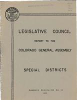Special districts : report to the Colorado General Assembly