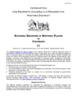 Information for property owners in a prospective historic district : National Register of Historic Places in Colorado