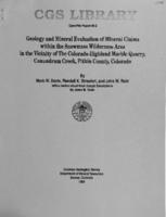 Geology and mineral evaluation of mineral claims with the Snowmass Wilderness Area :  in the vicinity of the Colorado-Highland Marble Quarry, Conundrum Creek, Pitkin County, Colorado