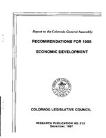 Recommendations for 1988 : Legislative Council report to the Colorado General Assembly
