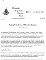 Finding water for one million new residents