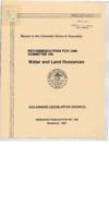 Water and land resources : Recommendations for 1986, Committee on ... Report to the Colorado General Assembly