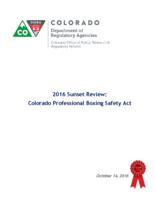 2016 sunset review, Colorado Professional Boxing Safety Act