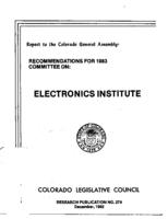 Colorado Legislative Council recommendations for 1983 : Legislative Council report to the Colorado General Assembly