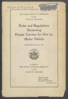 Rules and regulations governing private carriers for hire by motor vehicle : effective May 20, 1931