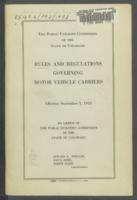 Rules and regulations governing motor vehicle carriers : effective September 1, 1933