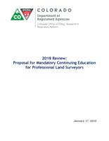 2018 review, proposal for mandatory continuing education for professional land surveyors