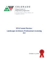 2016 sunset review, Landscape Architects Professional Licensing Act