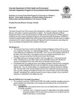 Evaluation of a former power plant property for future use as a children's museum : public health implication of potential outdoor exposures to radionuclides and gamma radiations from uranium tailings : Durango Discovery Museum, Durango, Colorado