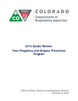2015 sunset review, teen pregnancy and dropout prevention program