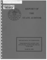 Colorado Department of Personnel performance audit and financial audit for fiscal year 1988 : report of the State Auditor