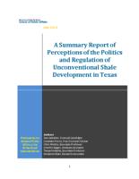A summary report of the perceptions of the politics and regulation of unconventional shale development in Texas