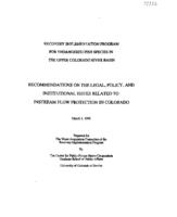 Recommendations on the legal, policy, and institutional issues related to instream flow protection in Colorado